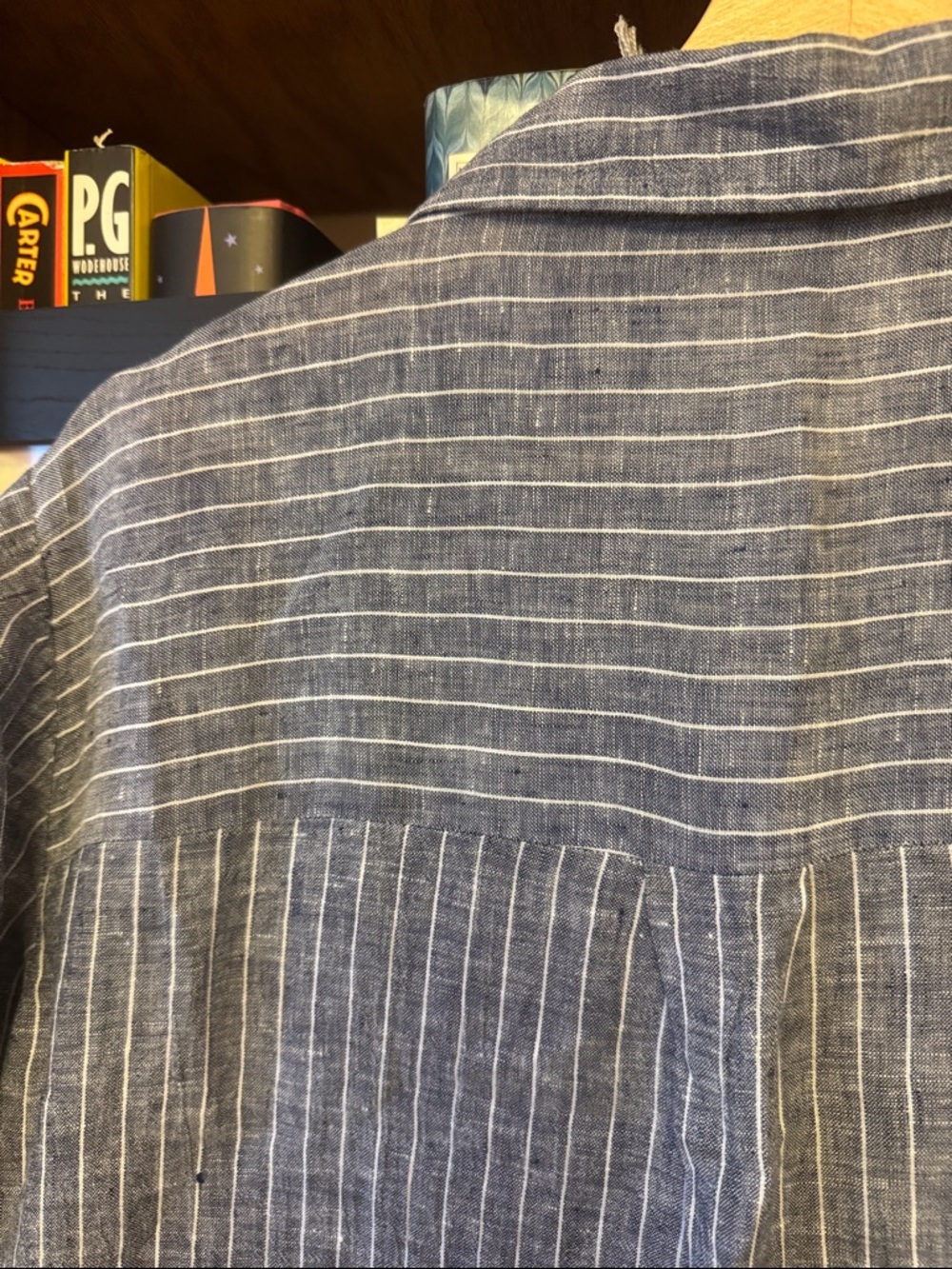 Eileen Fisher XXS 100% linen blue and white button up dress - Picture 4 of 6